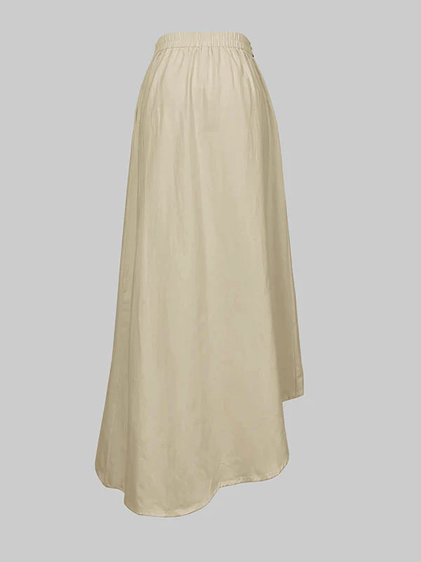 A-Line Loose Asymmetric Elasticity Pockets Split-Joint Skirts Bottoms - Image 10