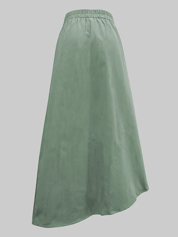 A-Line Loose Asymmetric Elasticity Pockets Split-Joint Skirts Bottoms - Image 8