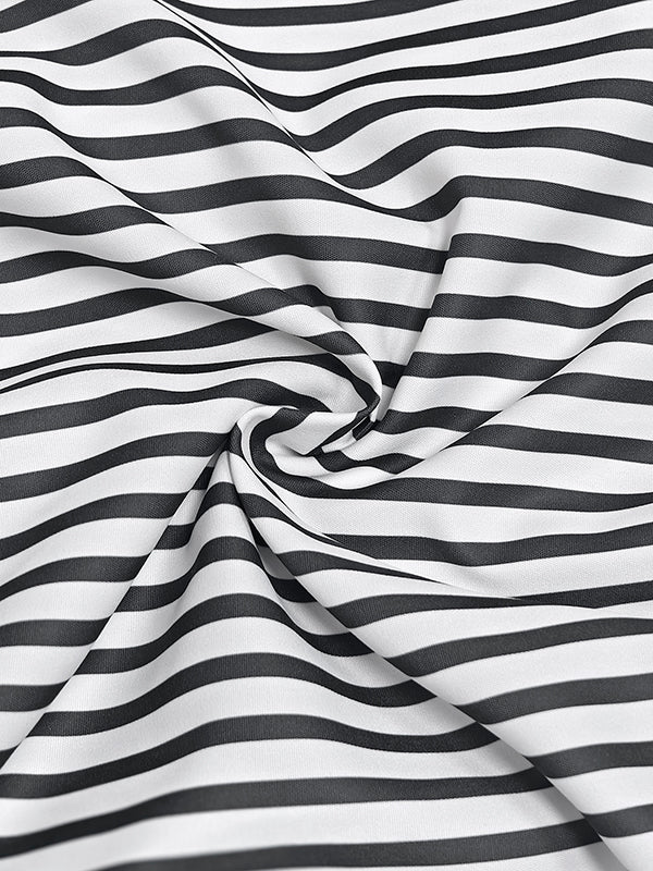 A-Line Loose Asymmetric Split-Joint Striped V-Neck Maxi Dresses Shirt Dress - Image 12
