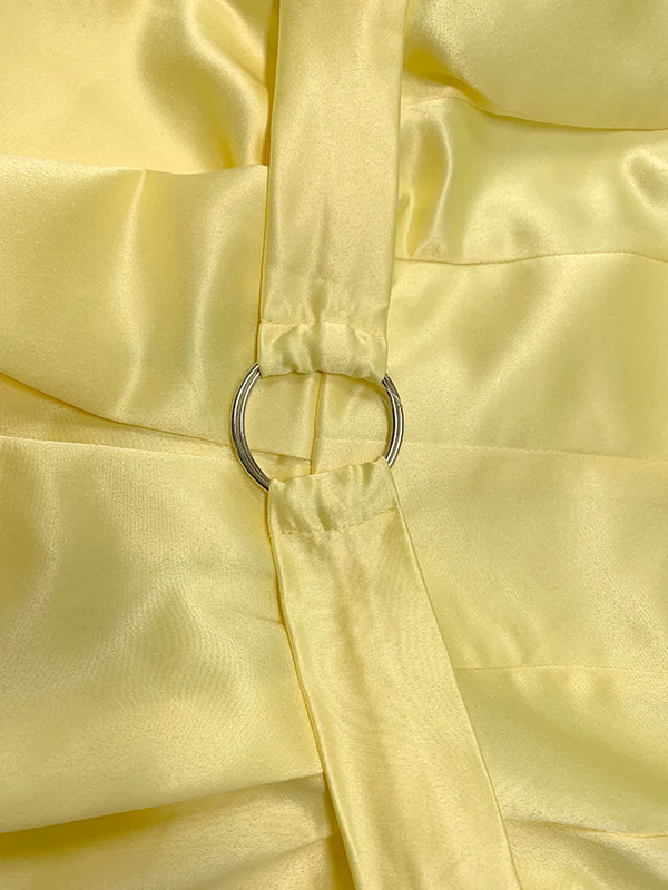 A-Line Loose Belted Pleated Pockets Solid Color V-Neck Midi Dresses - Image 9