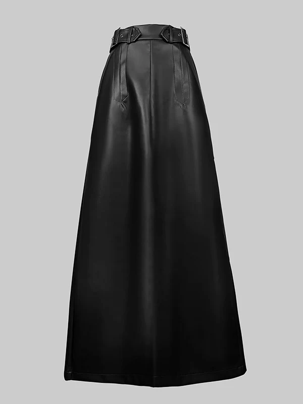 A-Line Loose Belted Solid Color Skirts Bottoms - Image 6
