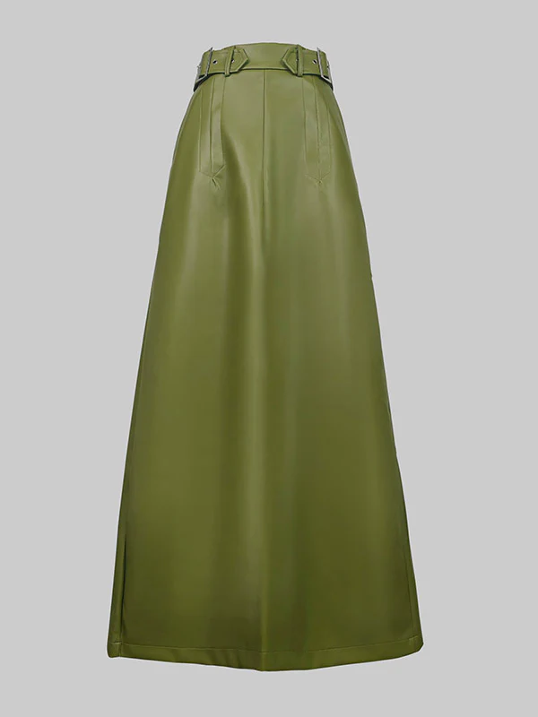 A-Line Loose Belted Solid Color Skirts Bottoms - Image 8