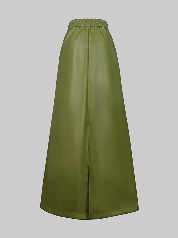 A-Line Loose Belted Solid Color Skirts Bottoms - Image 9
