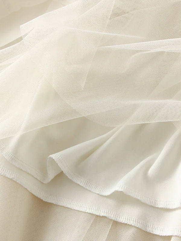 A-Line Loose Elasticity Gauze Pleated Solid Color Split-Joint Skirts - Image 8