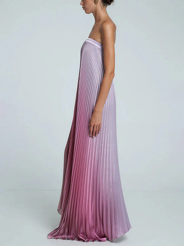 A-Line Loose Elasticity Gradient Pleated Tube Evening Dresses Maxi Dresses - Image 10