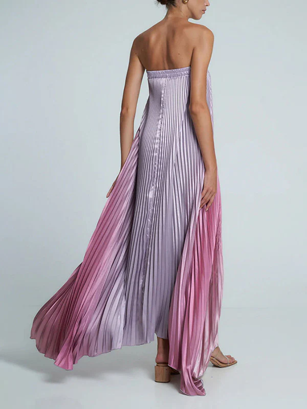 A-Line Loose Elasticity Gradient Pleated Tube Evening Dresses Maxi Dresses - Image 11