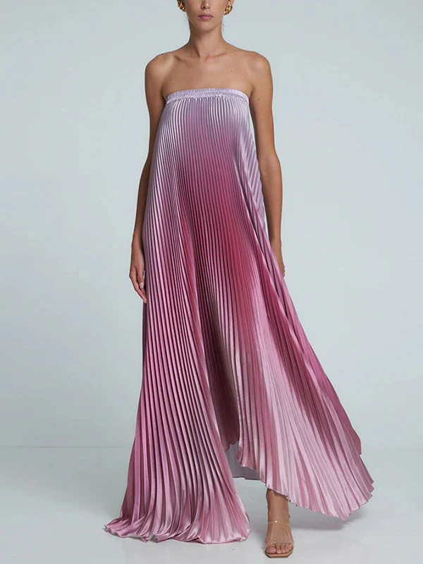 A-Line Loose Elasticity Gradient Pleated Tube Evening Dresses Maxi Dresses - Image 8