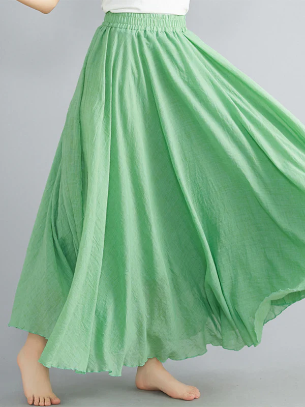 A-Line Loose Elasticity Pleated Solid Color Skirts - Image 10