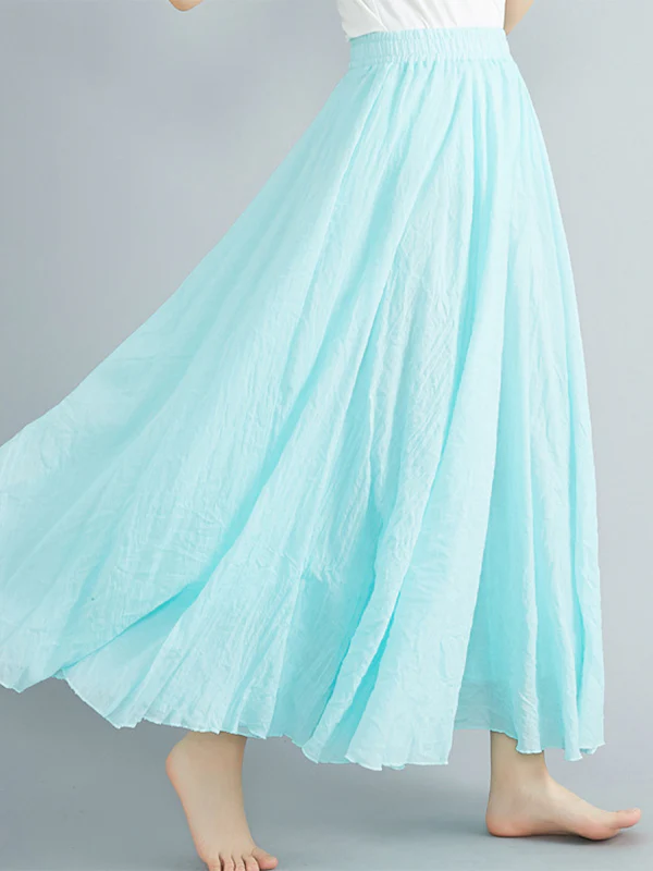 A-Line Loose Elasticity Pleated Solid Color Skirts - Image 12