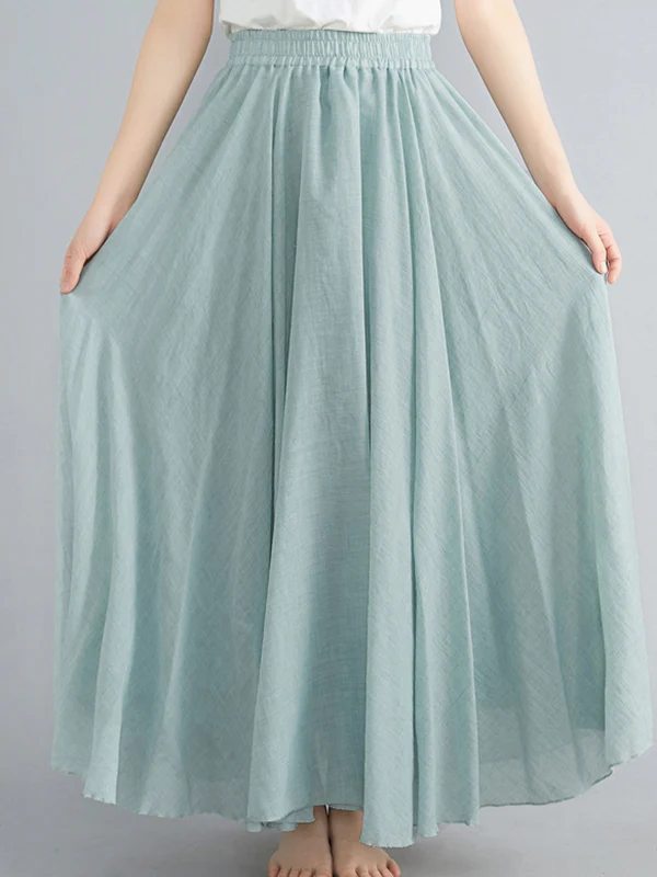 A-Line Loose Elasticity Pleated Solid Color Skirts - Image 18