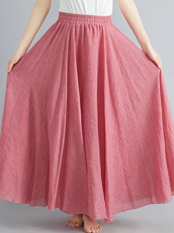 A-Line Loose Elasticity Pleated Solid Color Skirts - Image 19