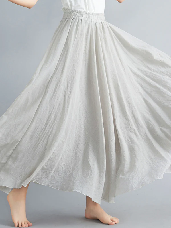 A-Line Loose Elasticity Pleated Solid Color Skirts - Image 3