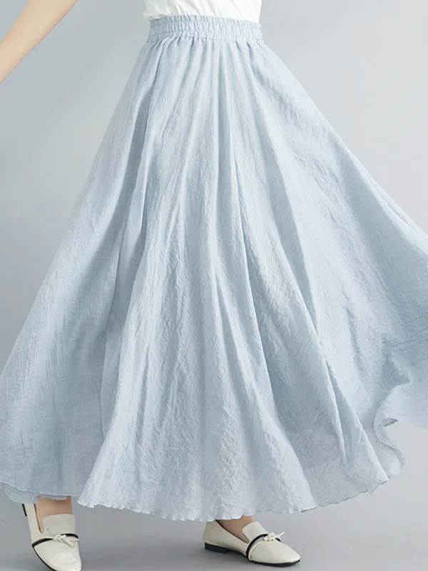 A-Line Loose Elasticity Pleated Solid Color Skirts - Image 4