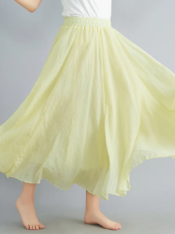 A-Line Loose Elasticity Pleated Solid Color Skirts - Image 7