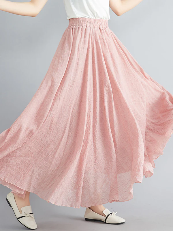 A-Line Loose Elasticity Pleated Solid Color Skirts - Image 8