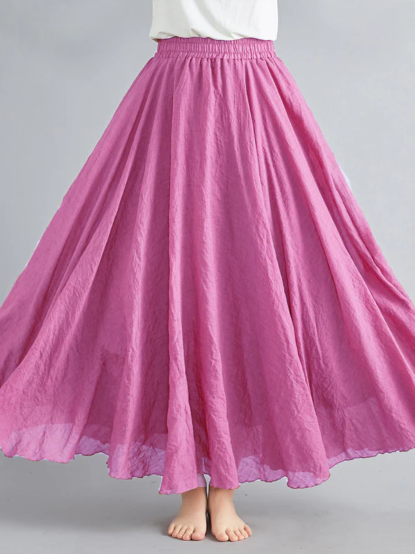 A-Line Loose Elasticity Pleated Solid Color Skirts - Image 9