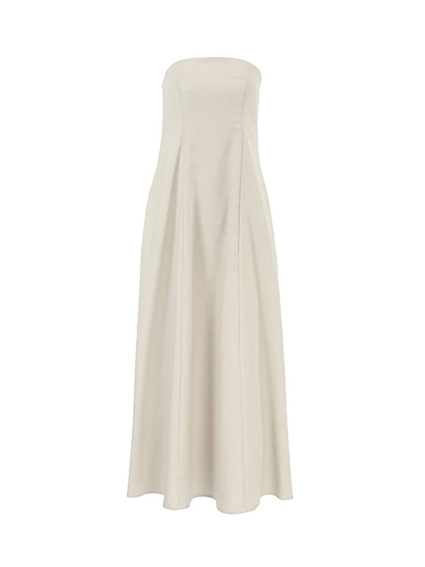 A-Line Loose Elasticity Pockets Solid Color Zipper Tube Maxi Dresses - Image 11