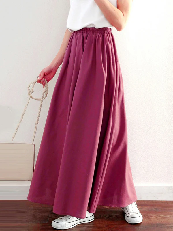 A-Line Loose Elasticity Solid Color Skirts Bottoms - Image 2