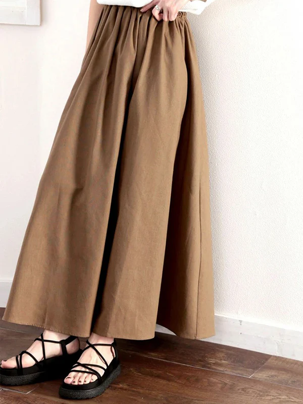 A-Line Loose Elasticity Solid Color Skirts Bottoms - Image 3