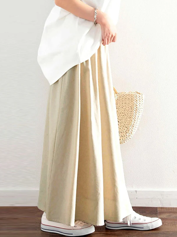 A-Line Loose Elasticity Solid Color Skirts Bottoms - Image 6