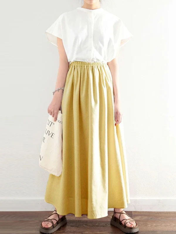 A-Line Loose Elasticity Solid Color Skirts Bottoms - Image 8