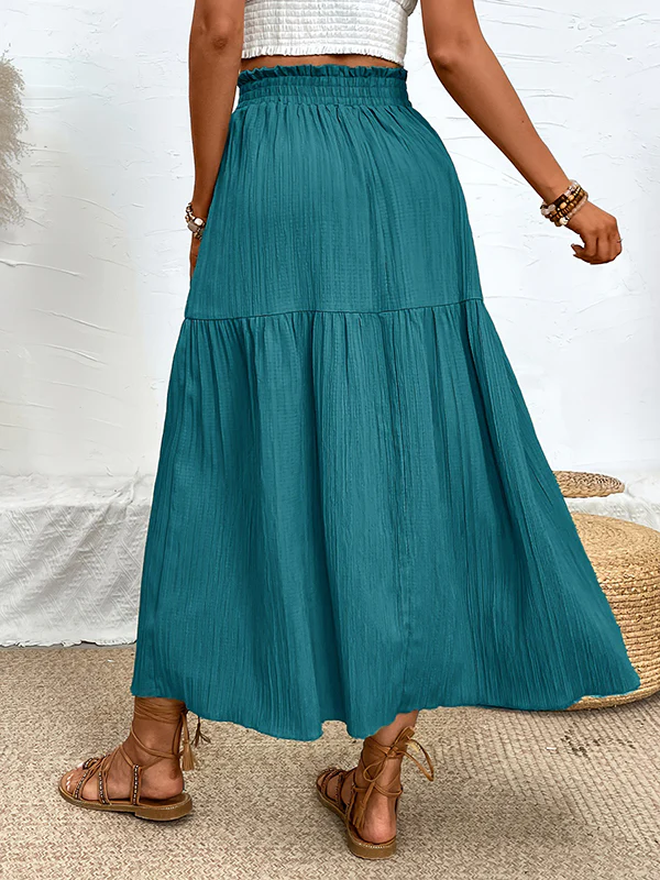 A-Line Loose Elasticity Solid Color Split-Joint Split-Side Skirts Bottoms - Image 12