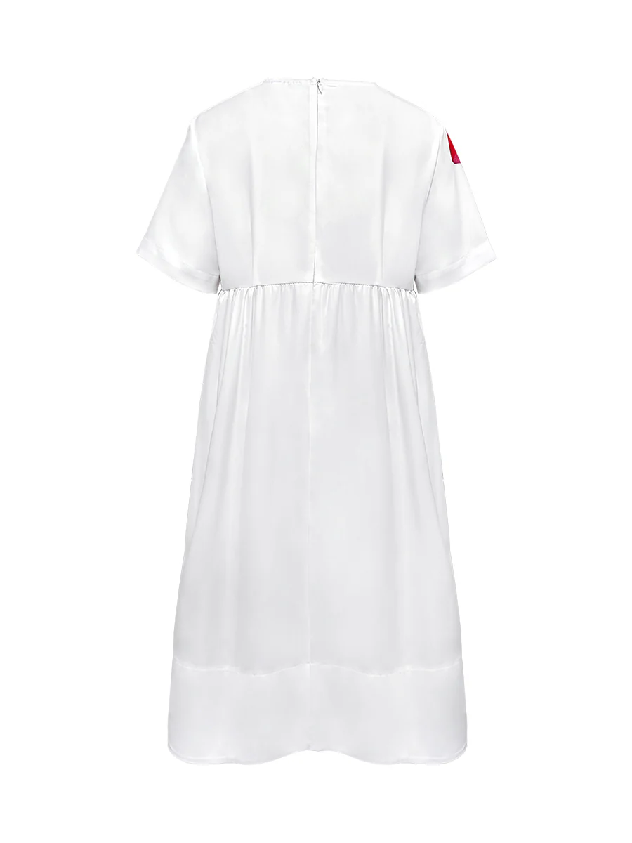 A-Line Loose Flower Print Pleated V-Neck Midi Dresses - Image 10