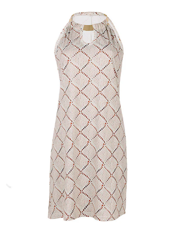 A-Line Loose Hollow Split-Joint Halter-Neck Mini Dresses - Image 4