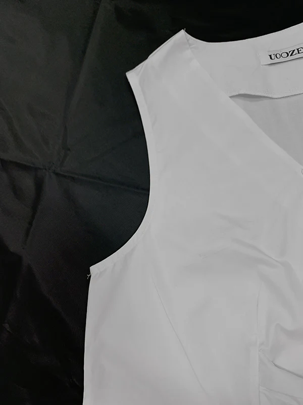 A-Line Loose Knot Solid Color V-Neck Vest Top - Image 7