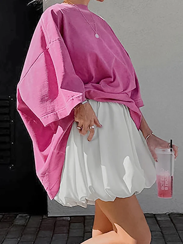 A-Line Loose Pleated Solid Color Split-Joint Skirts Bottoms - Image 4
