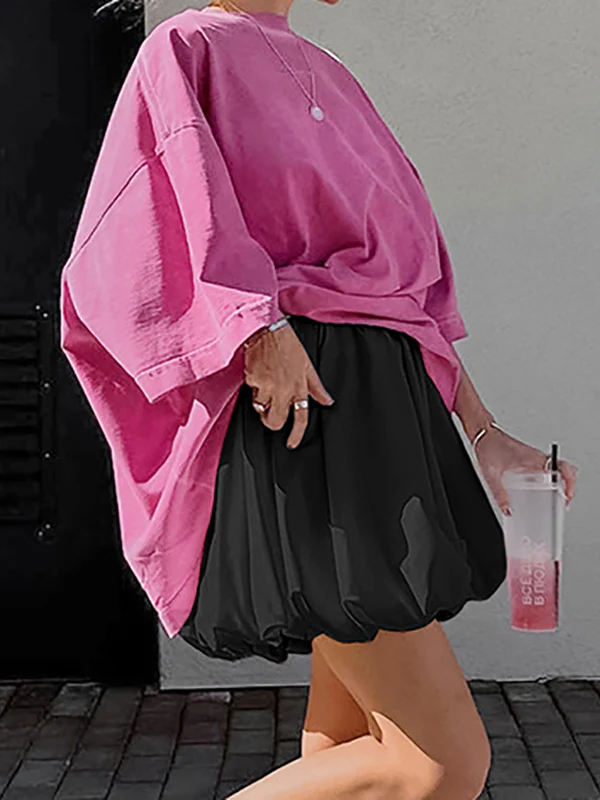 A-Line Loose Pleated Solid Color Split-Joint Skirts Bottoms - Image 5
