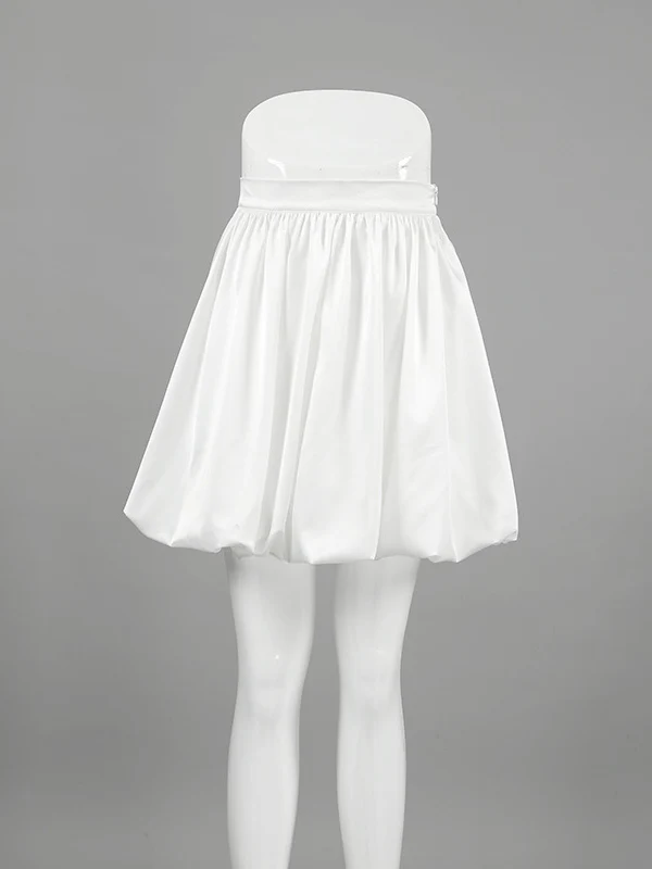 A-Line Loose Pleated Solid Color Split-Joint Skirts Bottoms - Image 6