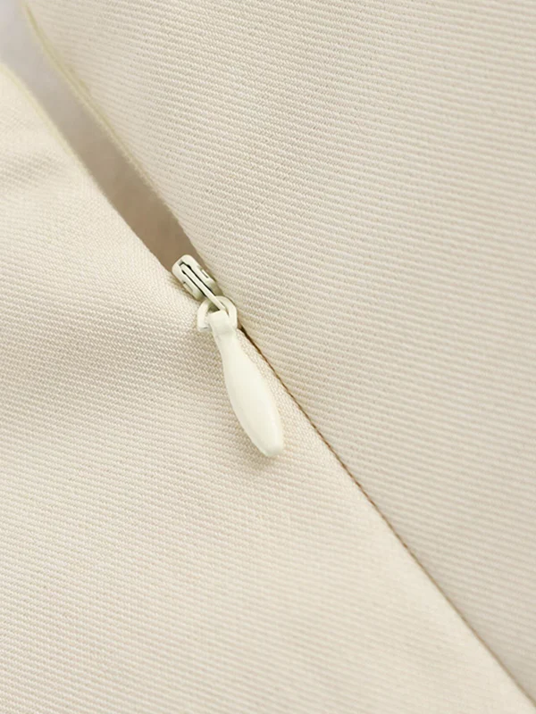 A-Line Loose Pleated Solid Color Split-Joint Zipper Round-Neck Mini Dresses - Image 16