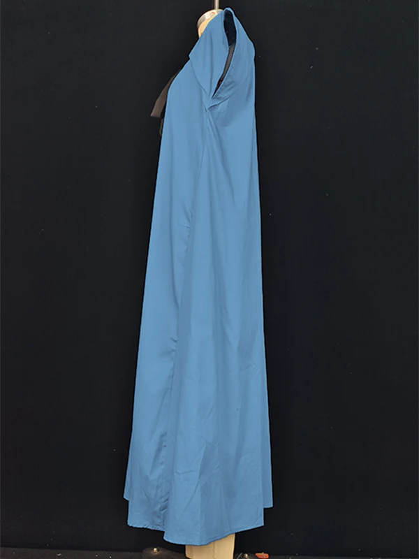 A-Line Loose Pleated Tied Round-Neck Midi Dresses - Image 19