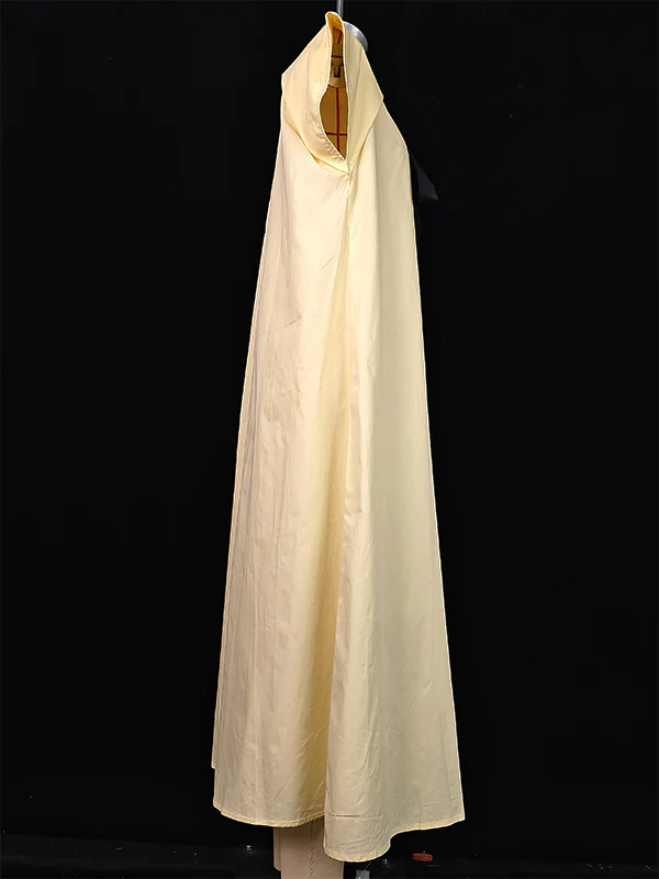 A-Line Loose Pleated Tied Round-Neck Midi Dresses - Image 4