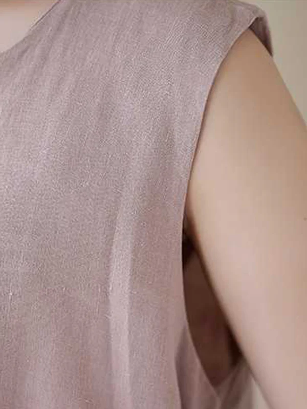 A-Line Loose Solid Color Round-Neck Midi Dresses - Image 17