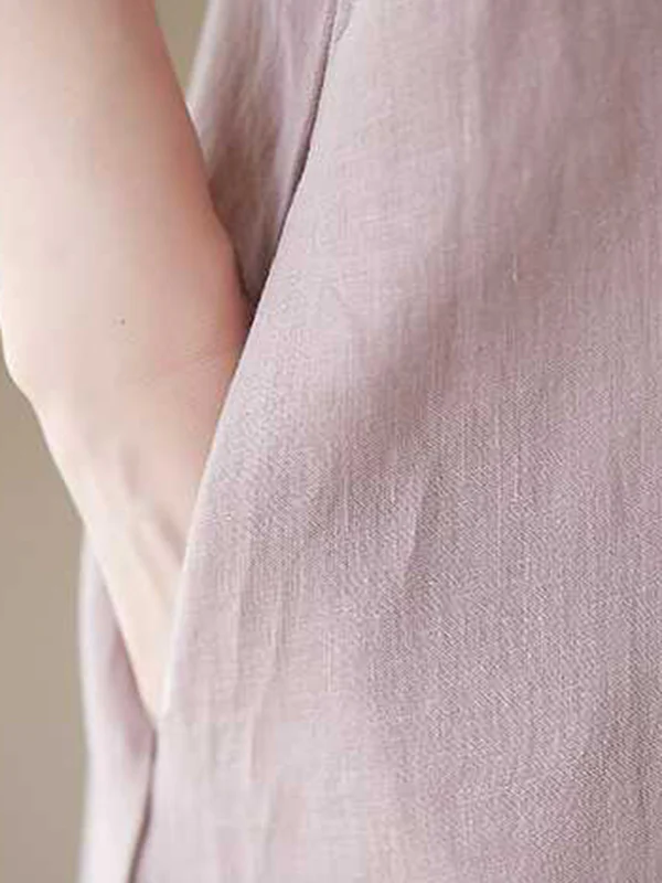 A-Line Loose Solid Color Round-Neck Midi Dresses - Image 18