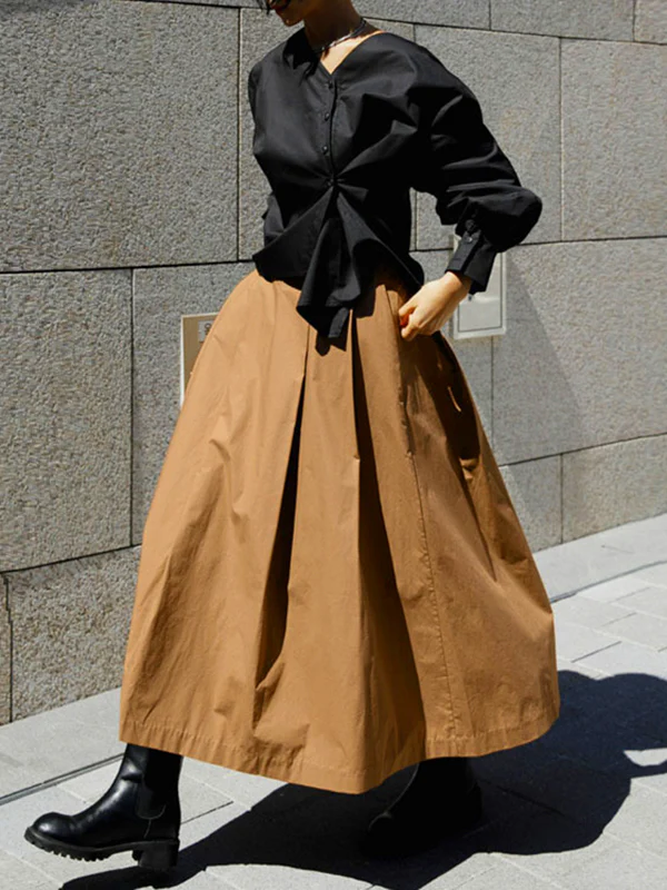 A-Line Loose Solid Color Skirts Bottoms - Image 3