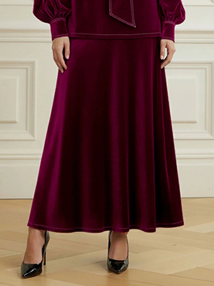 A-Line Loose Solid Color Skirts Bottoms - Image 2