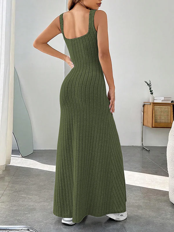 A-Line Loose Solid Color Spaghetti-Neck Maxi Dresses - Image 11