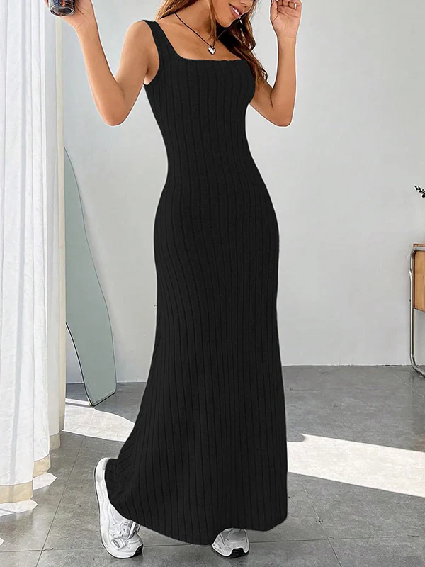A-Line Loose Solid Color Spaghetti-Neck Maxi Dresses - Image 13