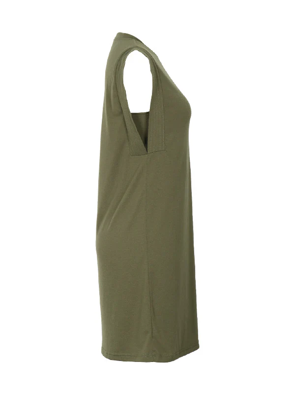 A-Line Loose Solid Color Split-Joint Round-Neck Mini Dresses - Image 16