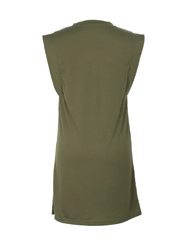 A-Line Loose Solid Color Split-Joint Round-Neck Mini Dresses - Image 17