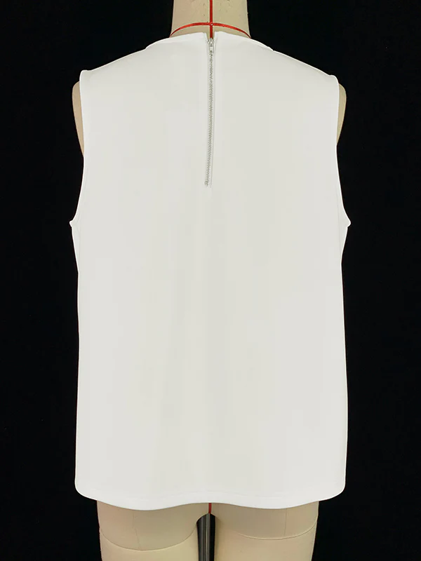 A-Line Loose Solid Color Split-Joint Round-Neck Vest Top - Image 13