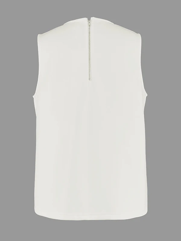 A-Line Loose Solid Color Split-Joint Round-Neck Vest Top - Image 5