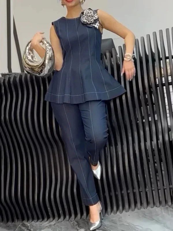 A-Line Loose Split-Joint Zipper Round-Neck Vest Top - Image 5