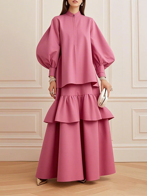 A-Line Pleated Solid Color Split-Joint Skirts - Image 2