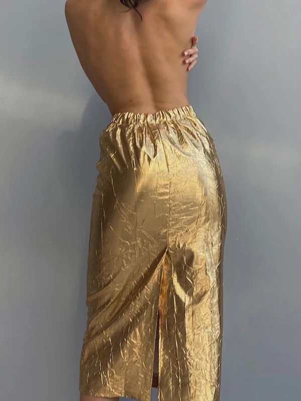 A-Line Solid Color Skirts Bottoms - Image 4