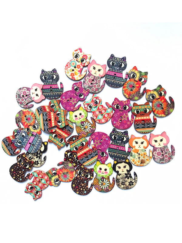 About 100Pcs Cat Buttons DIY Decoration Accessories - Image 2