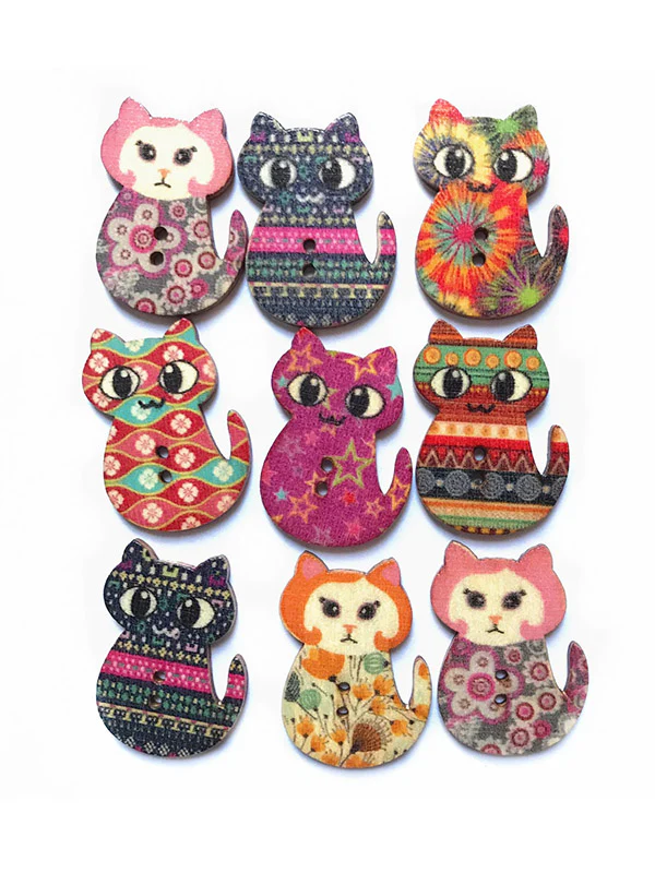 About 100Pcs Cat Buttons DIY Decoration Accessories - Image 3